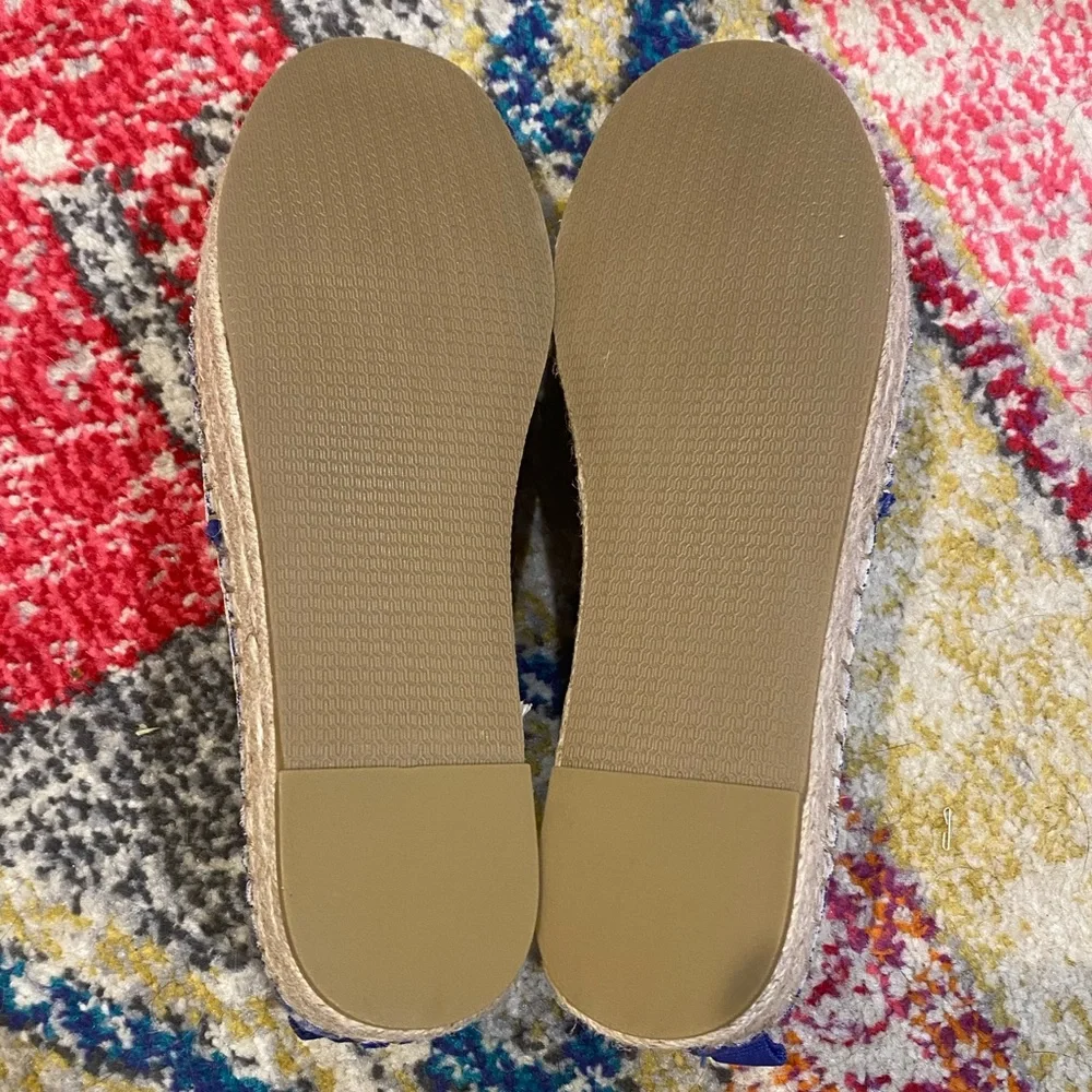 J. McLaughlin Blue and White Striped Espadrilles